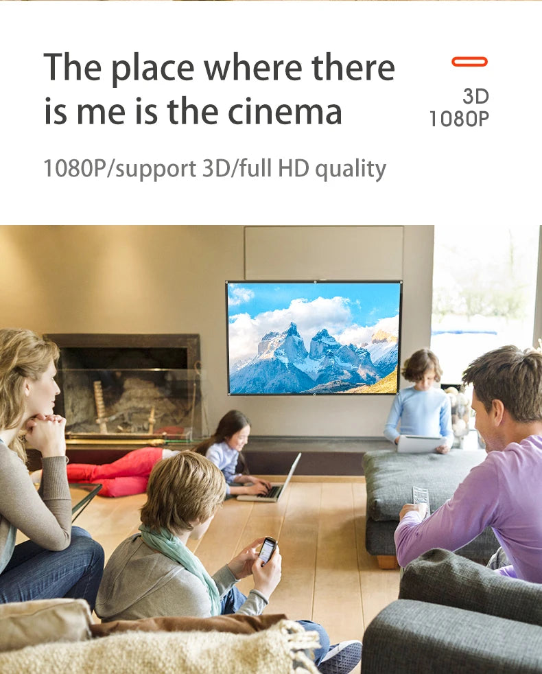 MIXITO Projection Curtain 16: 9 Ratio Hight-Density 60-200 Inch Foldable Anti-Crease Portable Movie Projector Screen