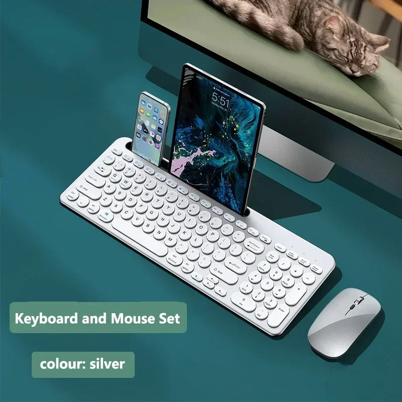 Bluetooth Keyboard 3 Mode Silent Mini Mute 2.4G Wireless BT Key Board and Mouse Combo Multi-Device Rechargeable Keyboards Set