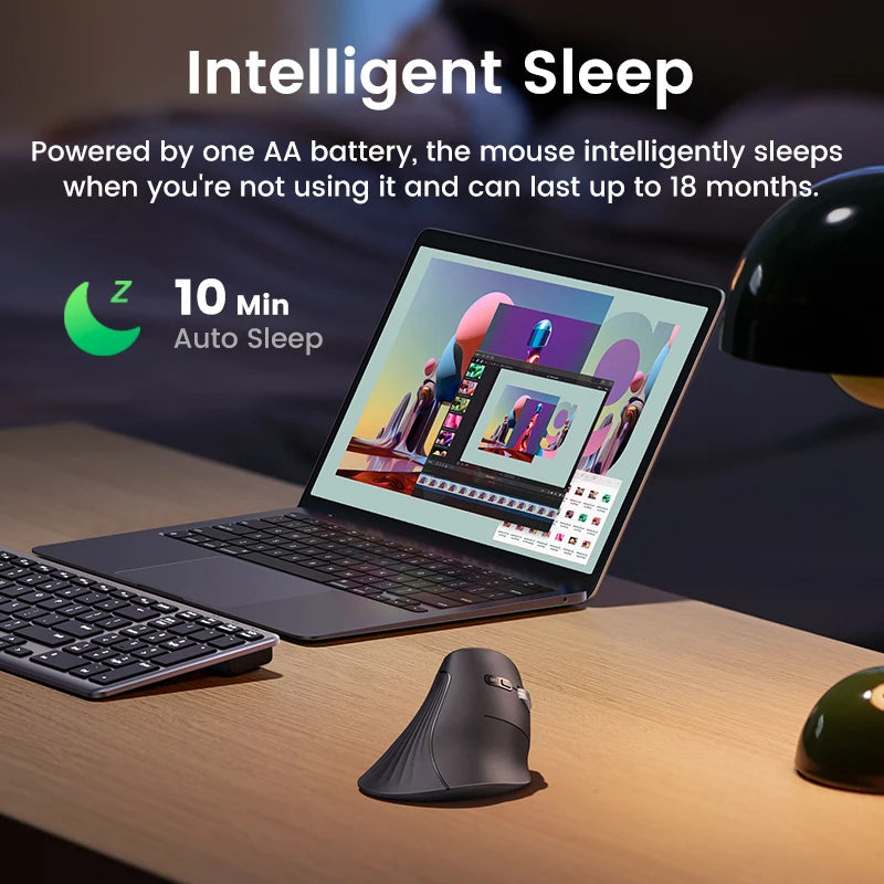 UGREEN Vertical Mouse Wireless Rechargeable Bluetooth5.0 2.4G Ergonomic 4000DPI  for MacBook Tablet Laptops Computer PC Mice