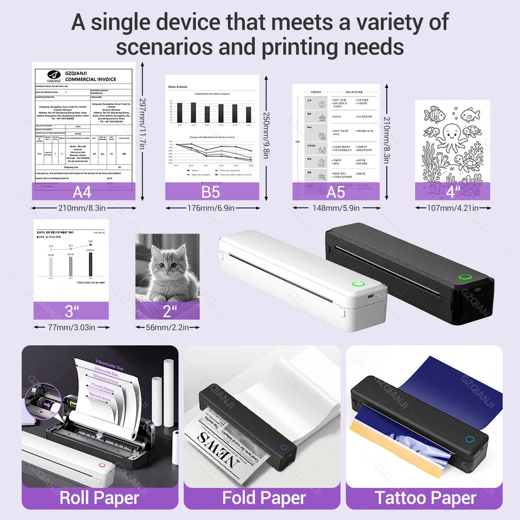 Portable A4 Bluetooth Thermal Printer