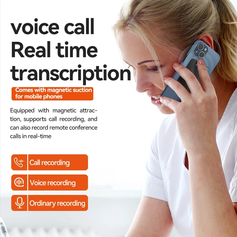 AI Powerd ChatGPT-4 App Phone Call Mini Audio Voice Recorder Espia Transcribe Summarize 58Language Translator Audio Dictaphone