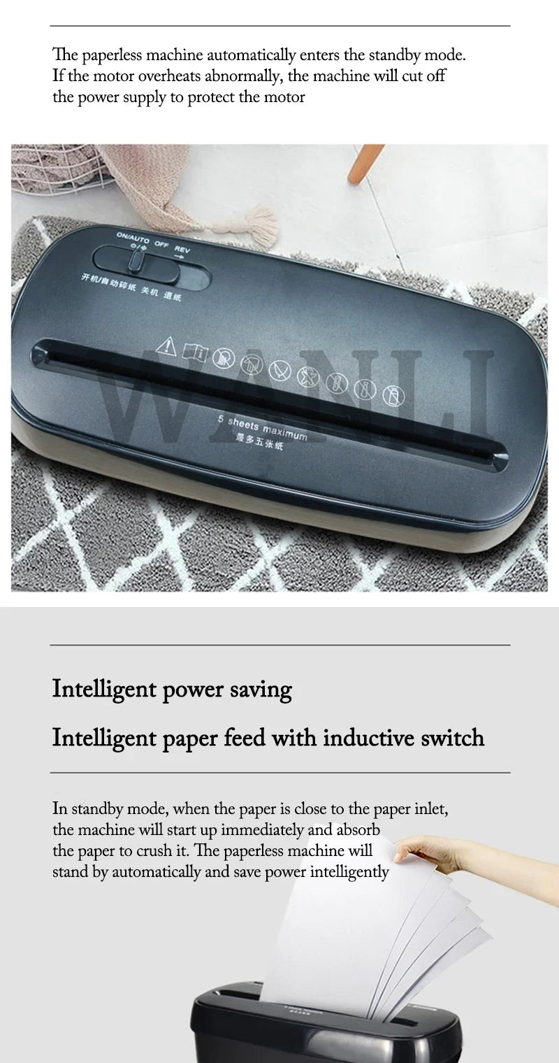 S616B/S610 Portable Silent Office Paper File Shredder Cut Tool; Strip Paper Cutting Office Home Use Electric Shred