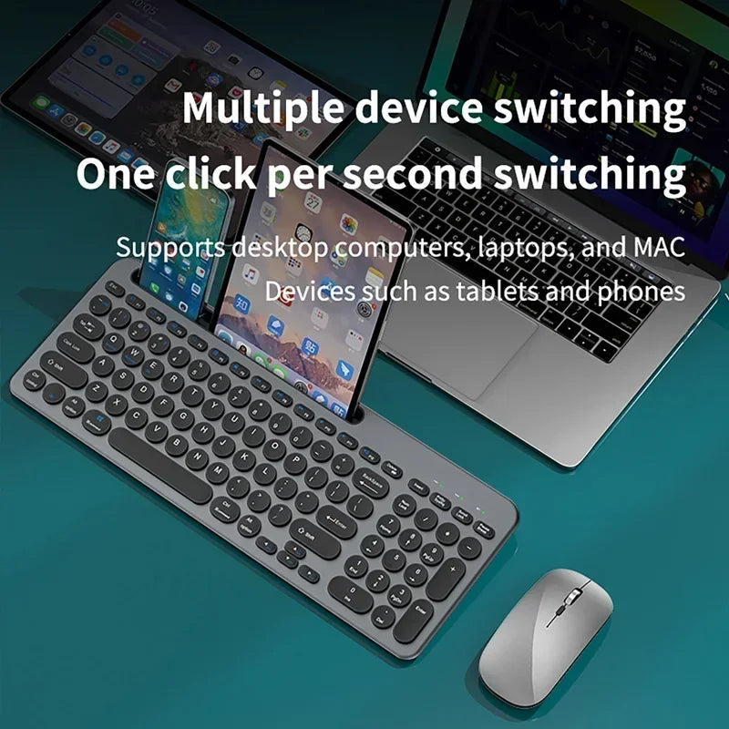 Bluetooth Keyboard 3 Mode Silent Mini Mute 2.4G Wireless BT Key Board and Mouse Combo Multi-Device Rechargeable Keyboards Set
