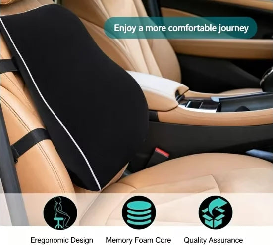 1pc Non-Slip Lumbar Support Pillow Memory Foam Relieve Back Pain Car Seat Waist Cushion Soft Comfortable For Office Home Car