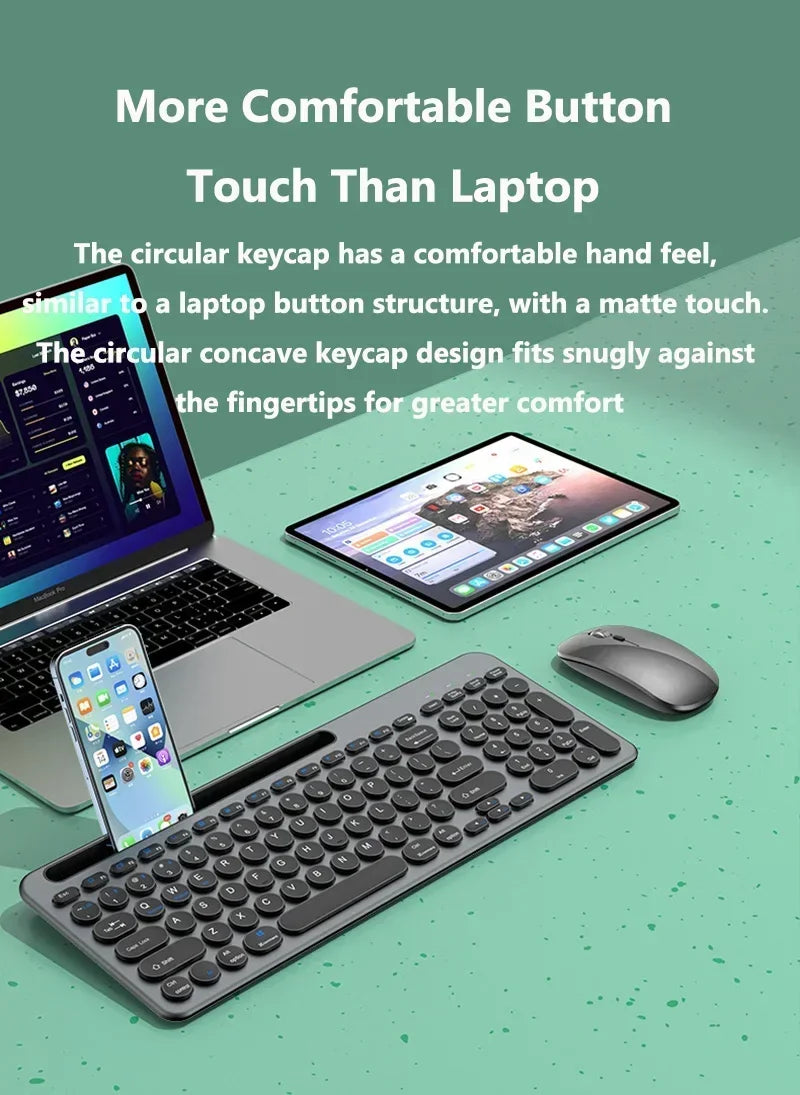 Bluetooth Keyboard 3 Mode Silent Mini Mute 2.4G Wireless BT Key Board and Mouse Combo Multi-Device Rechargeable Keyboards Set