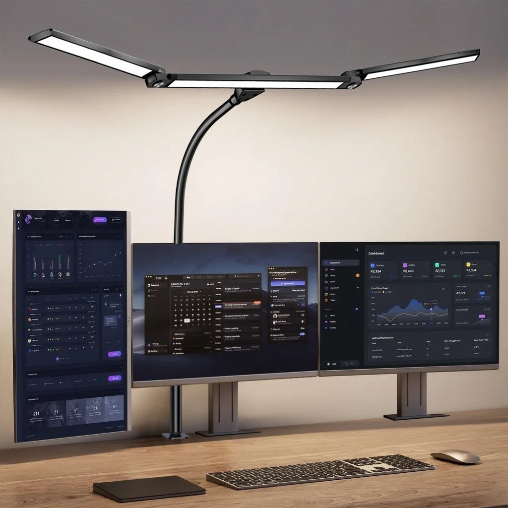 Eye-care LED Clip Metal Desk Lamp 3 Colors Adjustable 10 Brightness Levels Flexible Rotating Lamp Head for Home Reading PC Game