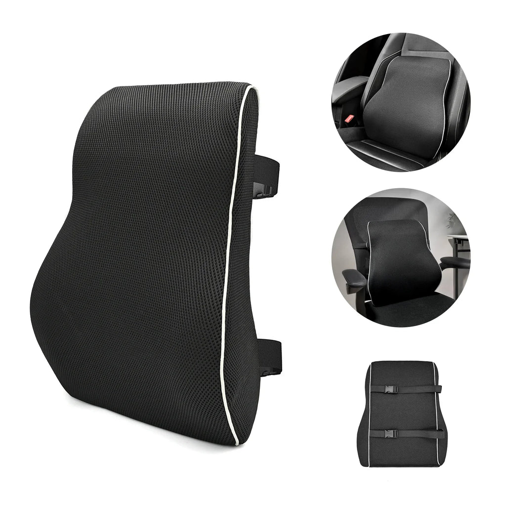 1pc Non-Slip Lumbar Support Pillow Memory Foam Relieve Back Pain Car Seat Waist Cushion Soft Comfortable For Office Home Car