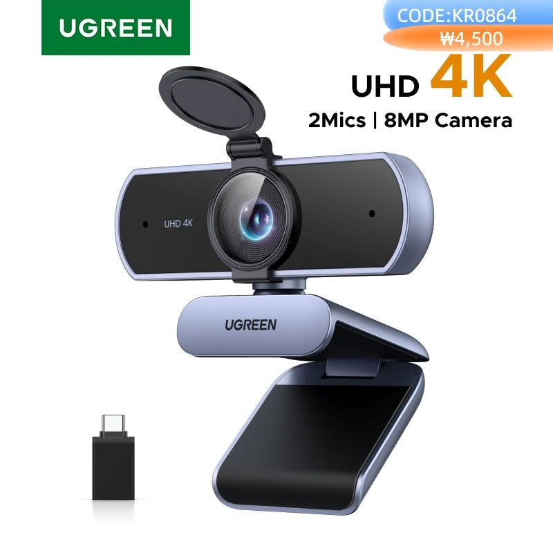 UGREEN 4K FHD 1080P Webcam 8MP for PC, PDAF Auto Focus, Dual AI Noise-Cancelling Mics, Web cam Camera for Zoom/Teams/Google Meet