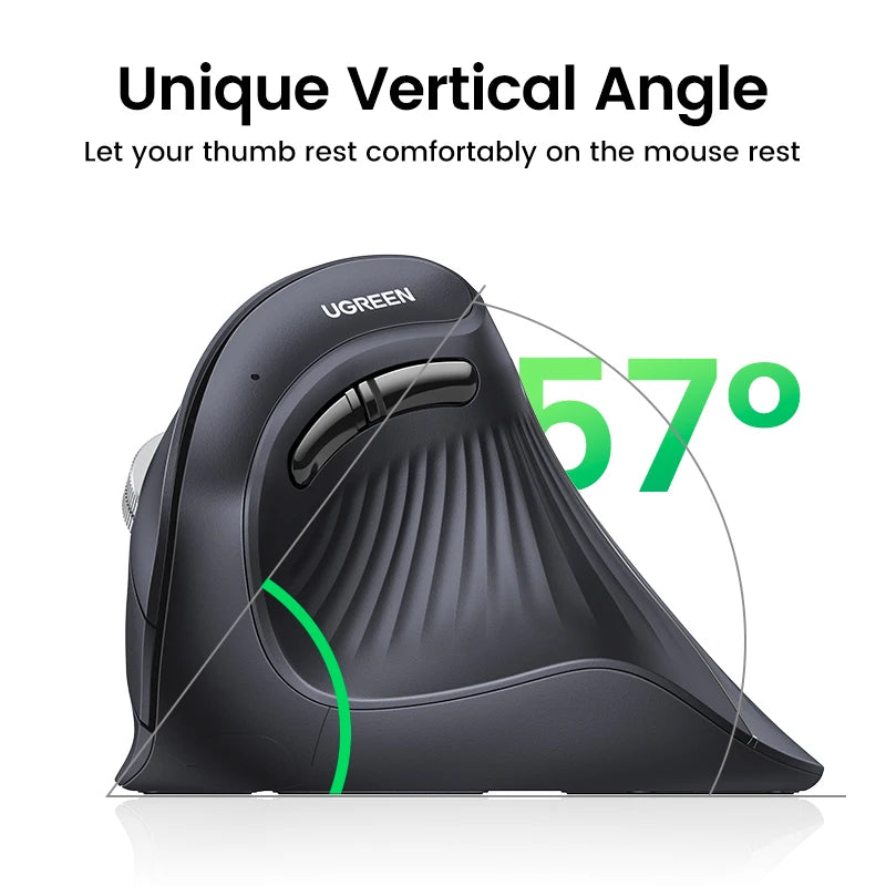 UGREEN Vertical Mouse Wireless Rechargeable Bluetooth5.0 2.4G Ergonomic 4000DPI  for MacBook Tablet Laptops Computer PC Mice