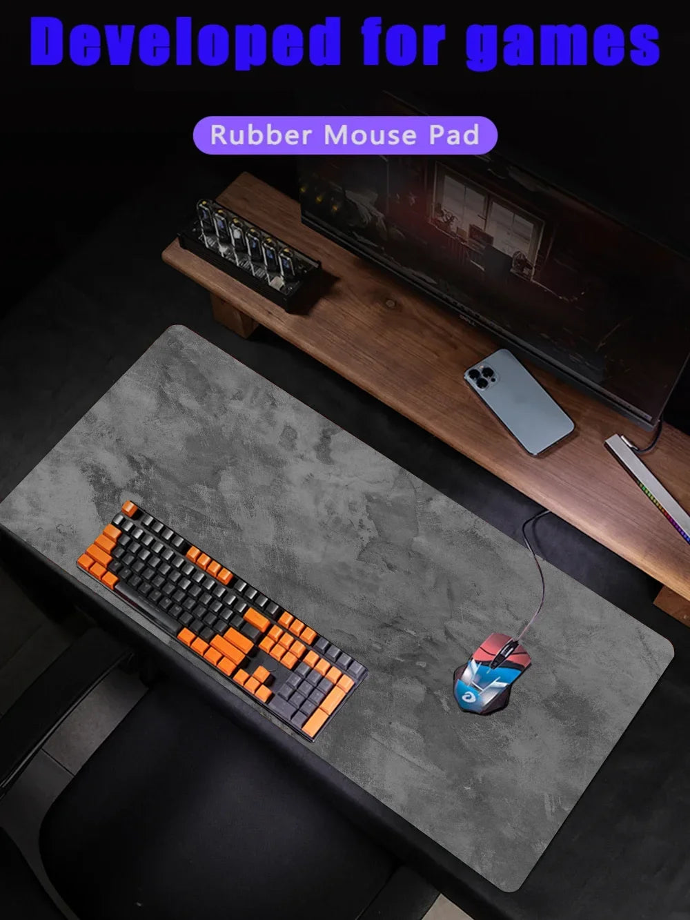 Gray Mouse Pad Large/Small Overlocked Mousepad XXL Desktop Keyboard Table Pad Gray Series Game Desk Mat Computer Accessories
