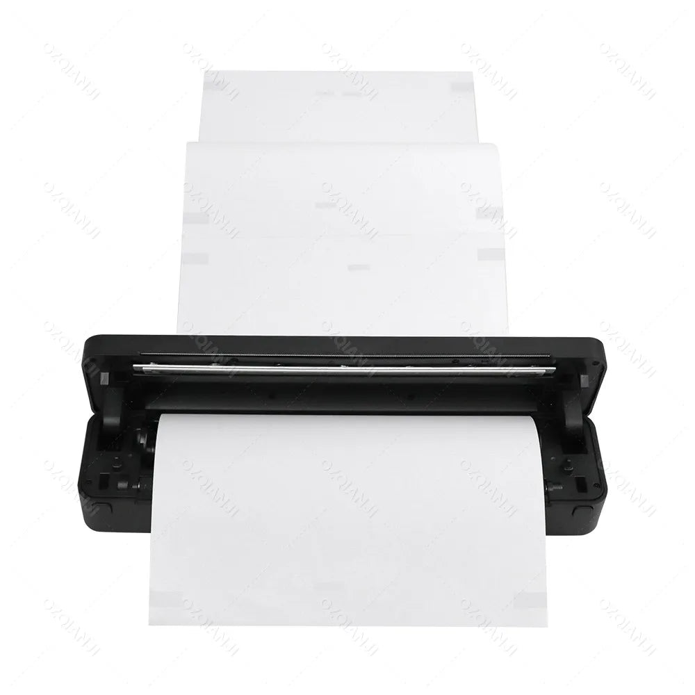 Portable thermal printer with paper compartment open
