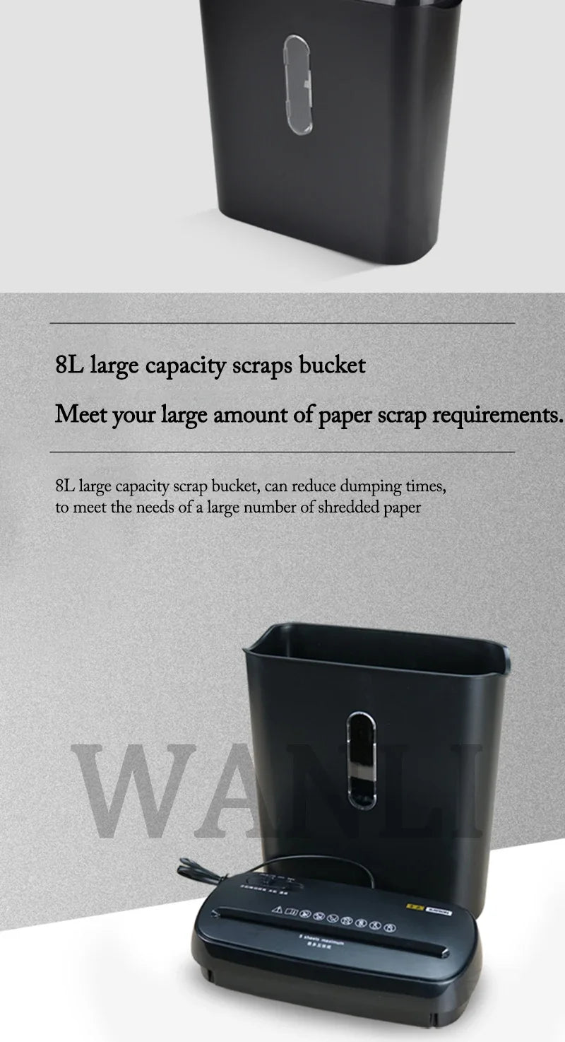 S616B/S610 Portable Silent Office Paper File Shredder Cut Tool; Strip Paper Cutting Office Home Use Electric Shred