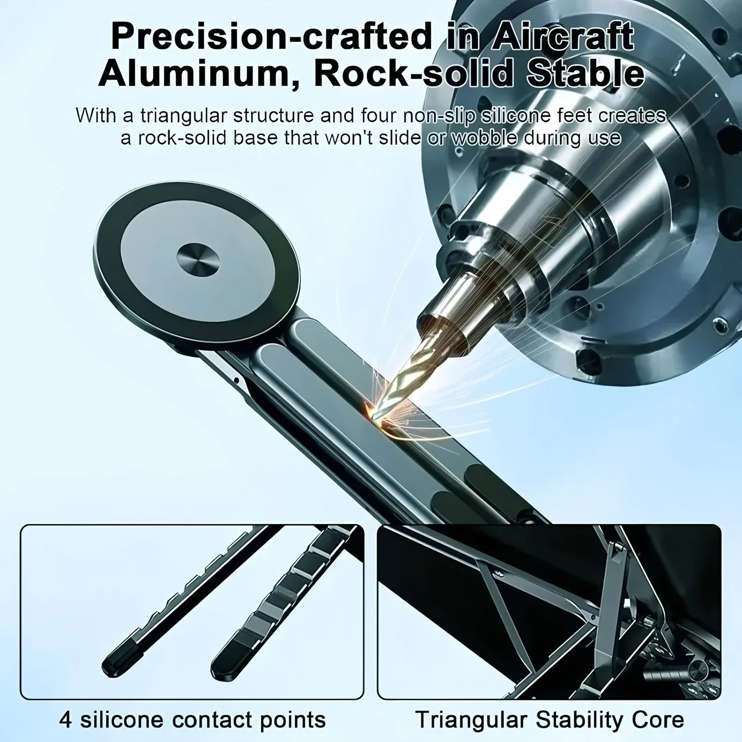 Portable Magnetic Phone Holder & Selfie Stick 3-in-1 Foldable Tripod Stand for iPhone iPad Tablet Laptop Desktop Use