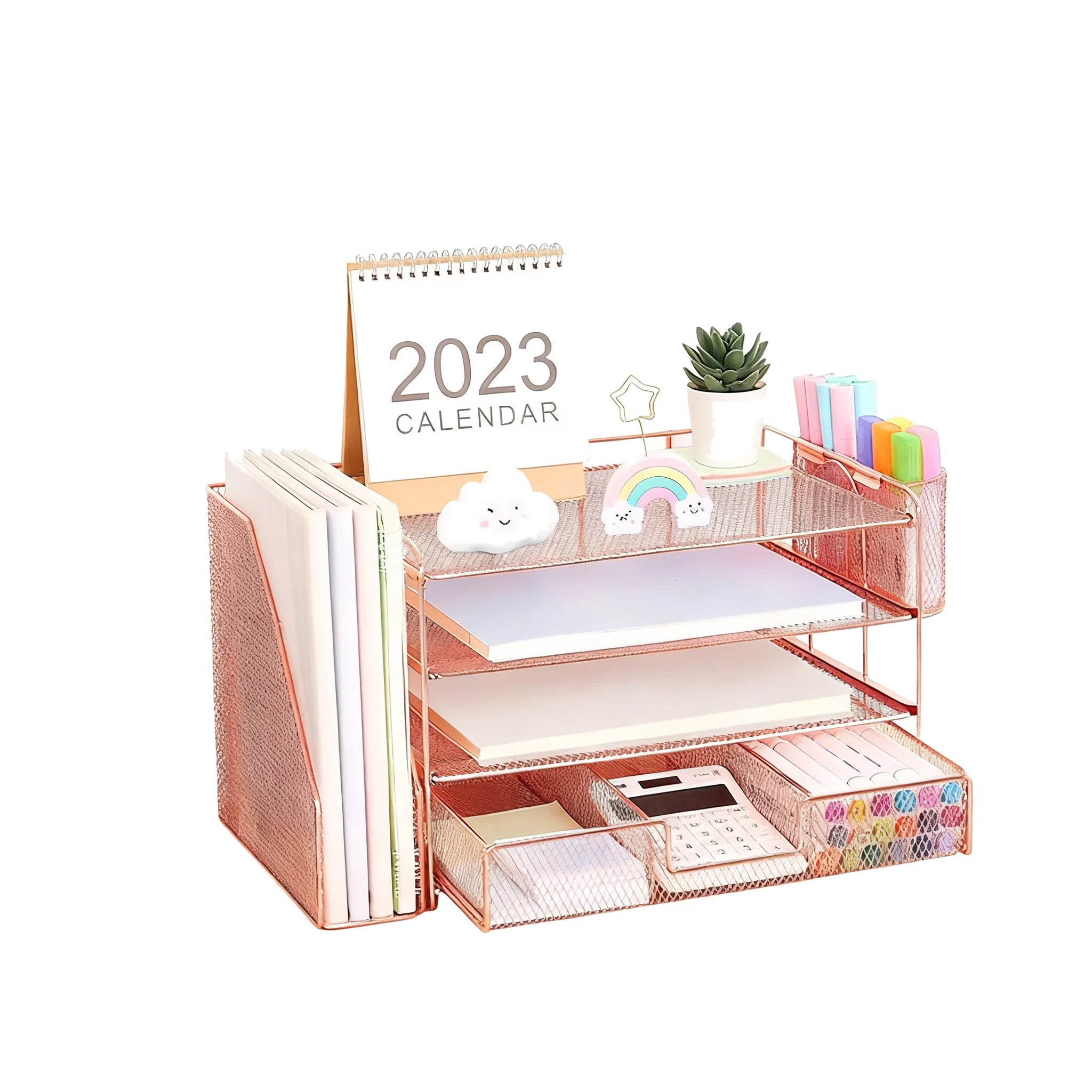 Office Document Holder Metal File Organizer Desk File Rack Multi Tier Storage Pull Out Tray
