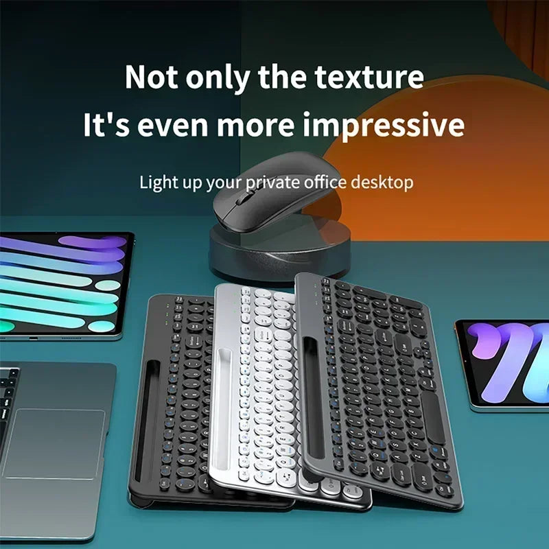 Bluetooth Keyboard 3 Mode Silent Mini Mute 2.4G Wireless BT Key Board and Mouse Combo Multi-Device Rechargeable Keyboards Set