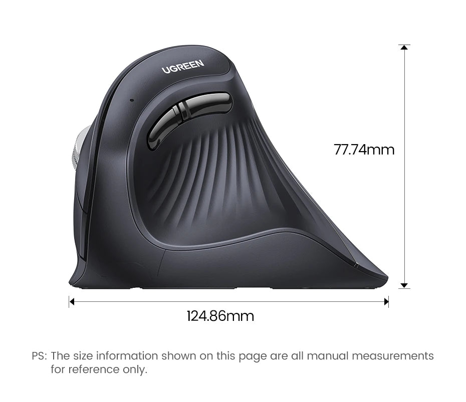 UGREEN Vertical Mouse Wireless Rechargeable Bluetooth5.0 2.4G Ergonomic 4000DPI  for MacBook Tablet Laptops Computer PC Mice