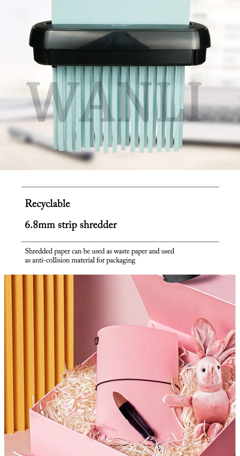 S616B/S610 Portable Silent Office Paper File Shredder Cut Tool; Strip Paper Cutting Office Home Use Electric Shred