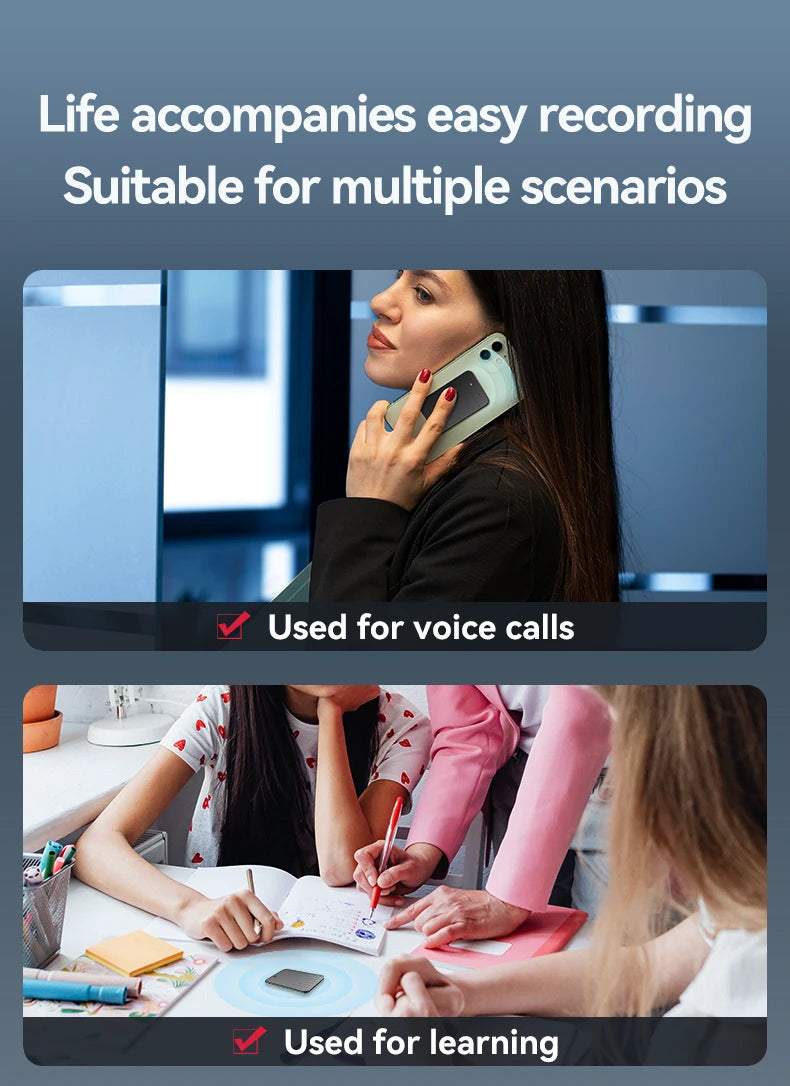 AI Powerd ChatGPT-4 App Phone Call Mini Audio Voice Recorder Espia Transcribe Summarize 58Language Translator Audio Dictaphone