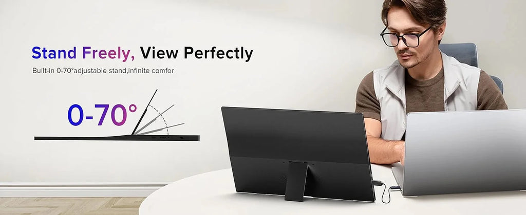 AHXJKA 15.6inch Portable Monitor 60HZ IPS 250Cd/m² USB-C HDMI For Laptop XBox PS4 / 5 Switch TV Cell Phone PC Extension Mobile