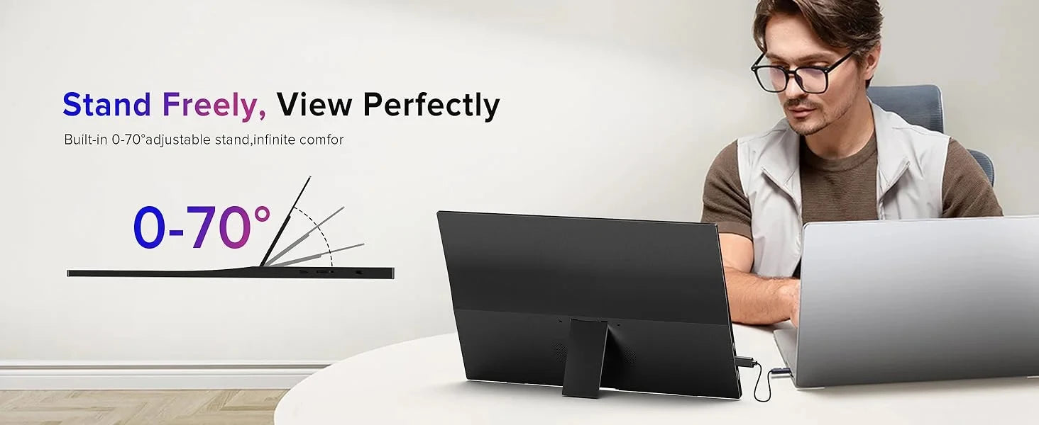 AHXJKA 15.6inch Portable Monitor 60HZ IPS 250Cd/m² USB-C HDMI For Laptop XBox PS4 / 5 Switch TV Cell Phone PC Extension Mobile