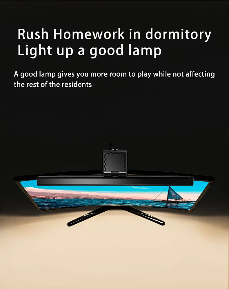 HOMEFISH 50cm Monitor Light Bar USB Desk Lamp Stepless Dimming Screen Hanging Reading Light for Study Table Top