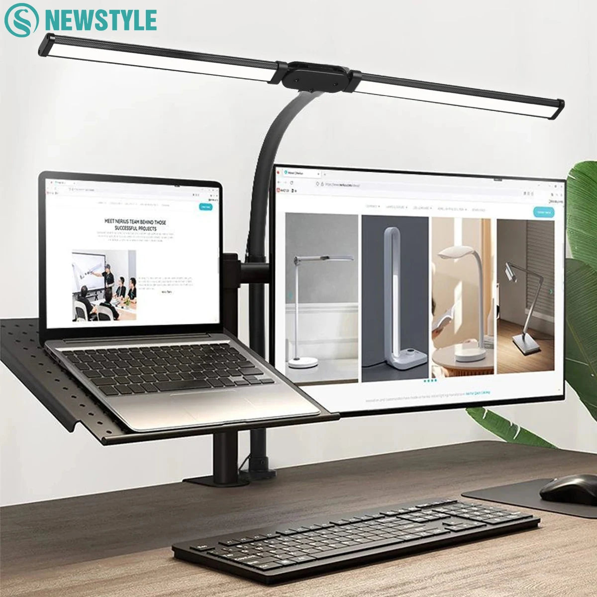 Eye-care LED Clip Metal Desk Lamp 3 Colors Adjustable 10 Brightness Levels Flexible Rotating Lamp Head for Home Reading PC Game