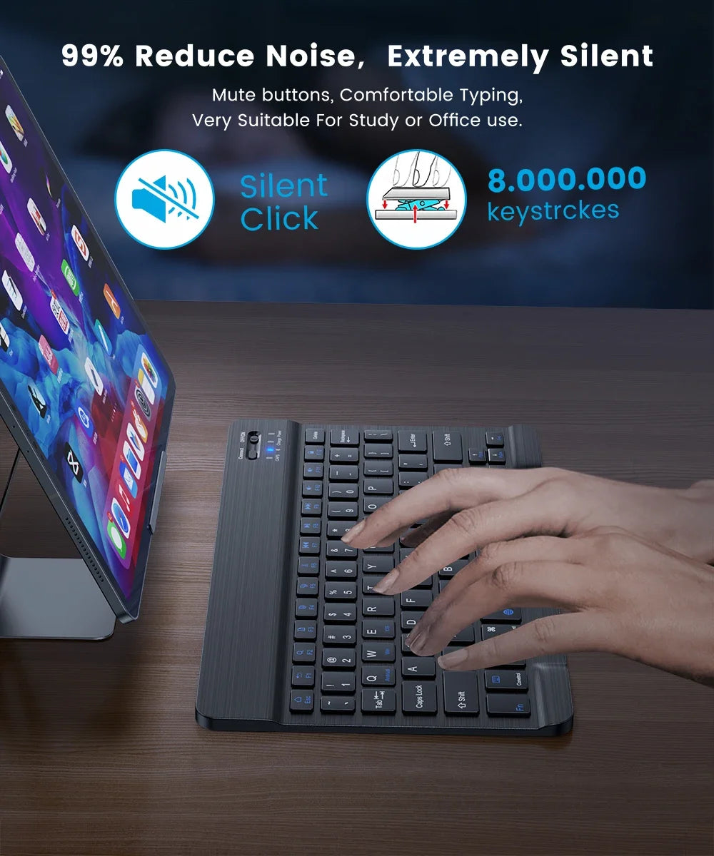 Ultra-Slim Bluetooth-compatible Keyboard Portable Mini Wireless Keyboard for iPad iPhone Tablet Phone Smartphone iOS Android Win