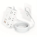 Ultra Thin Flat Plug Extension Cord with 4 USB Ports(2 USB C), 5ft Surge Protector Power Strip, 6 Widely Outlets Extender