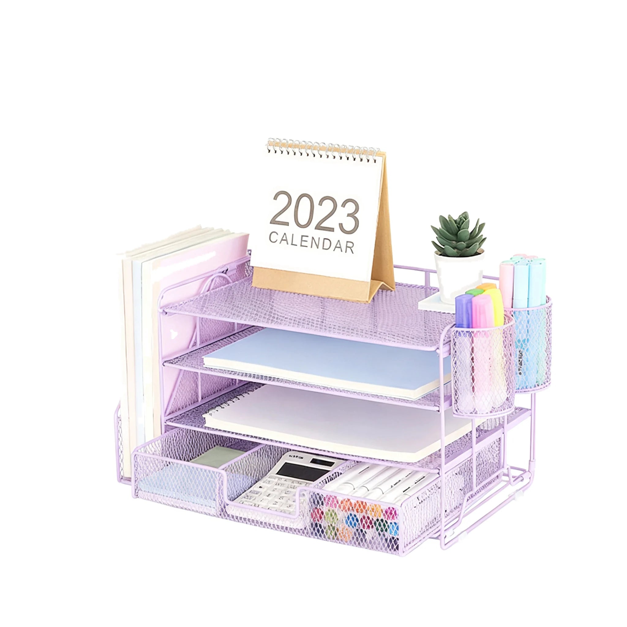 Office Document Holder Metal File Organizer Desk File Rack Multi Tier Storage Pull Out Tray