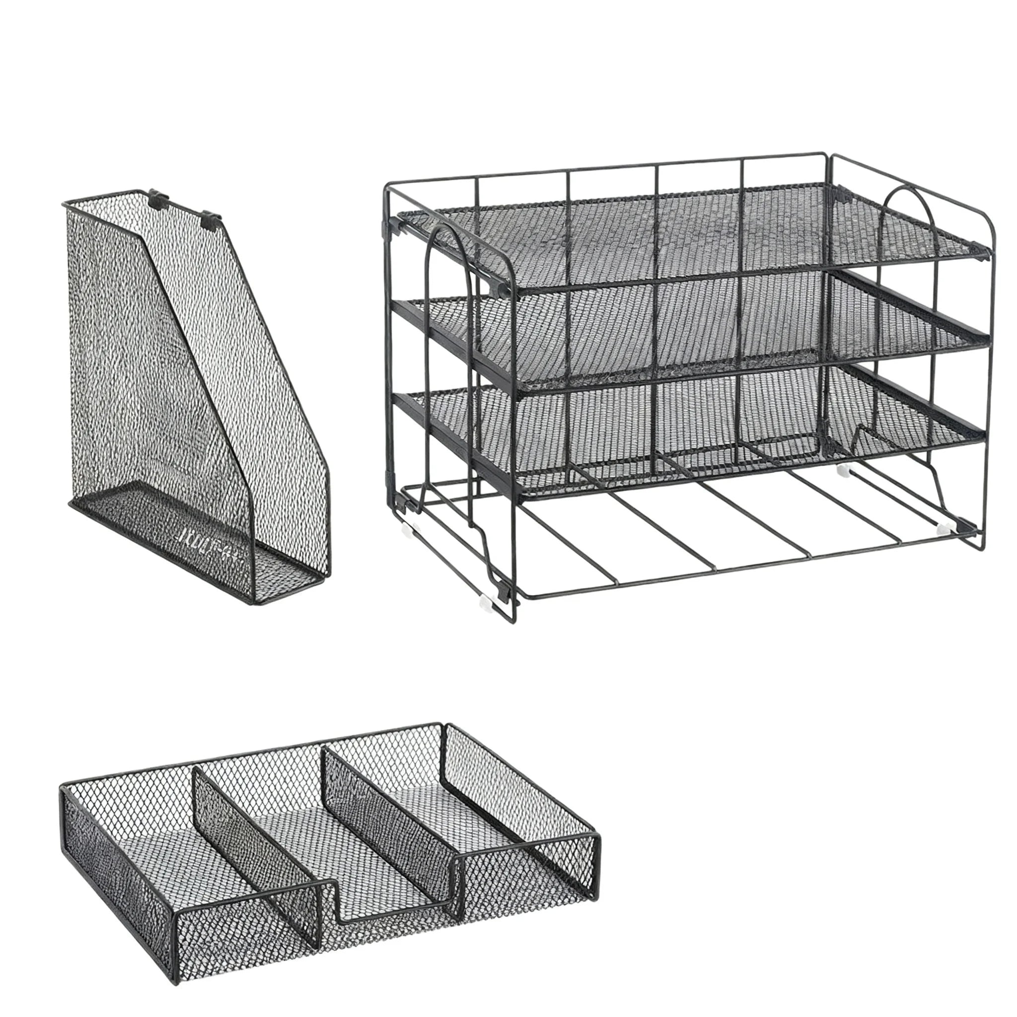 Office Document Holder Metal File Organizer Desk File Rack Multi Tier Storage Pull Out Tray