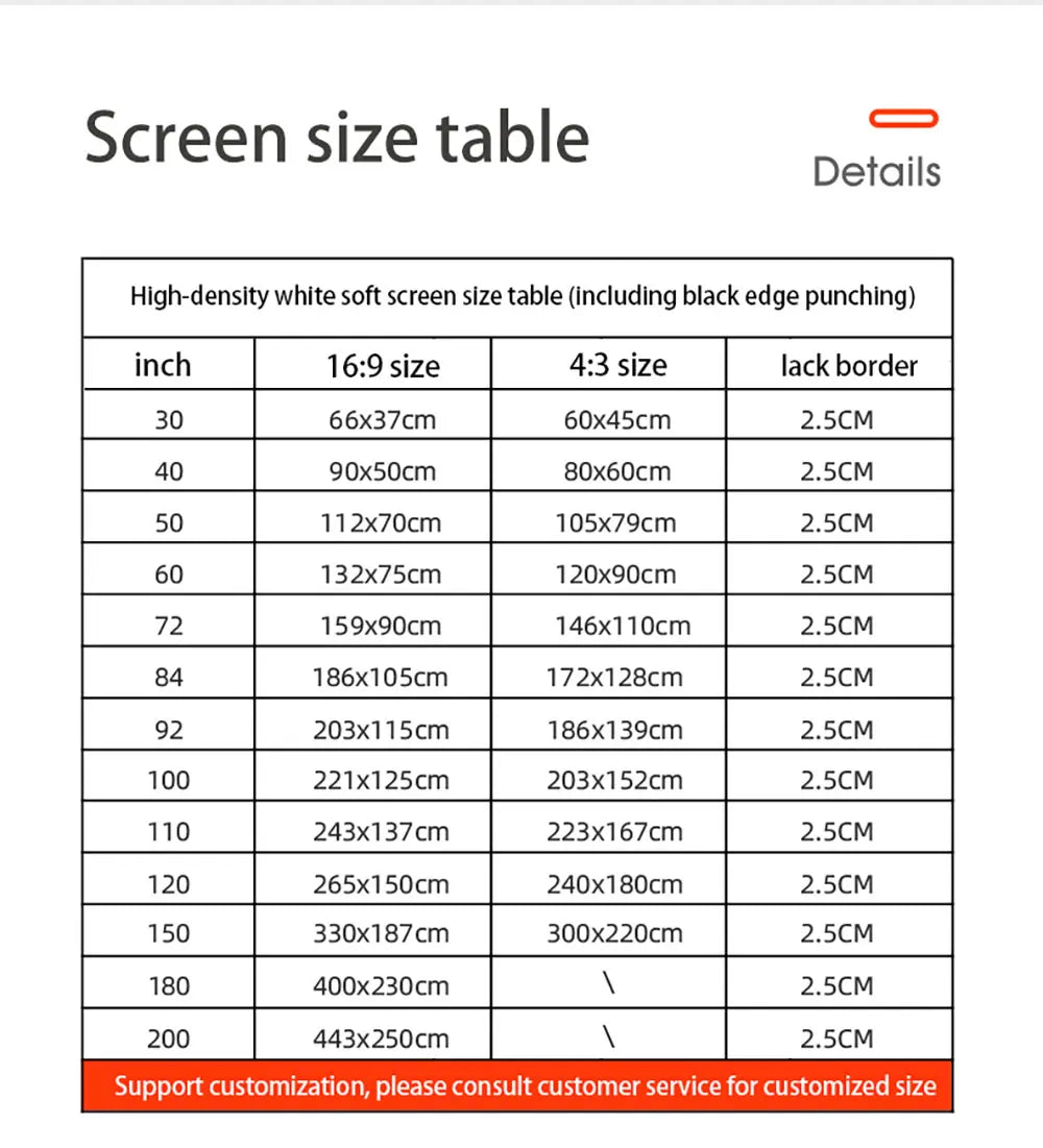 MIXITO Projection Curtain 16: 9 Ratio Hight-Density 60-200 Inch Foldable Anti-Crease Portable Movie Projector Screen