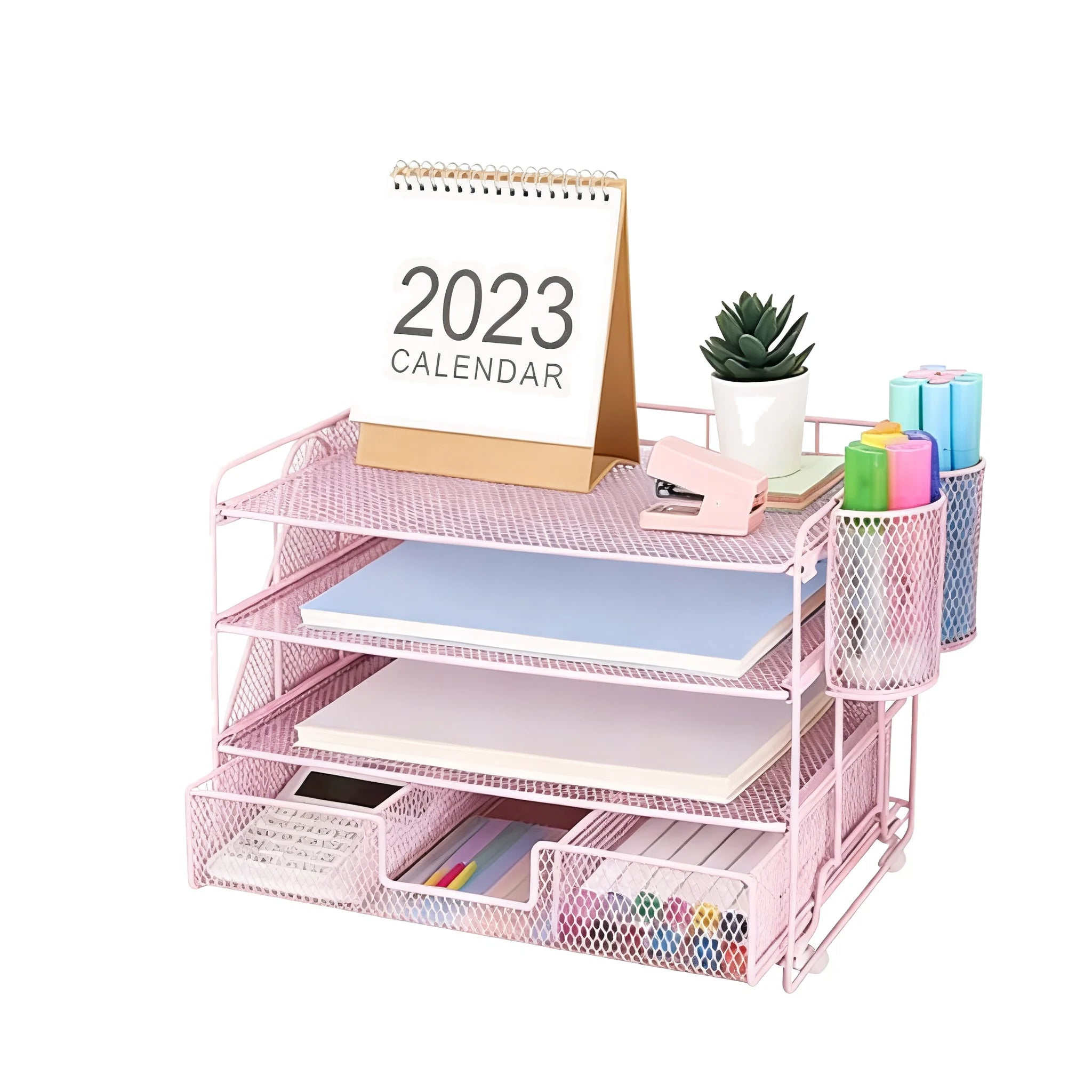 Office Document Holder Metal File Organizer Desk File Rack Multi Tier Storage Pull Out Tray