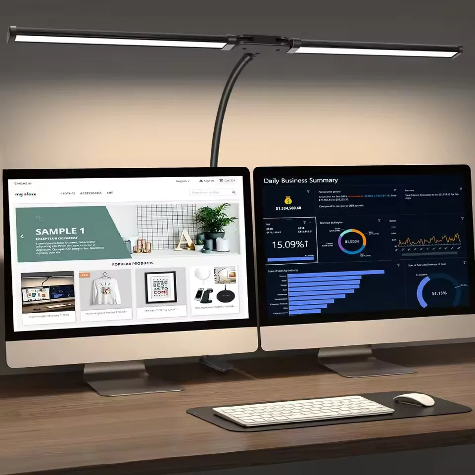 Eye-care LED Clip Metal Desk Lamp 3 Colors Adjustable 10 Brightness Levels Flexible Rotating Lamp Head for Home Reading PC Game