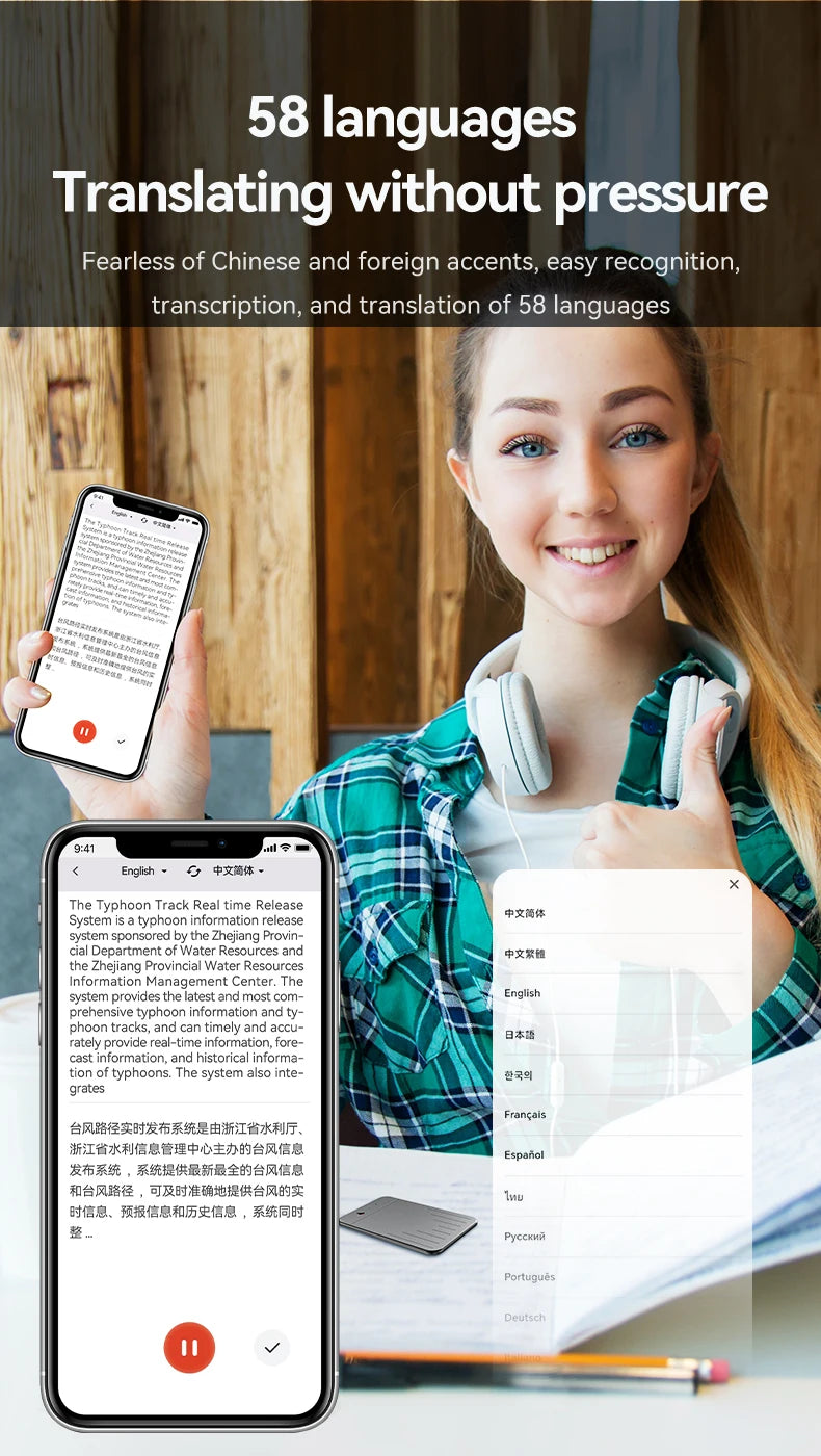 AI Powerd ChatGPT-4 App Phone Call Mini Audio Voice Recorder Espia Transcribe Summarize 58Language Translator Audio Dictaphone
