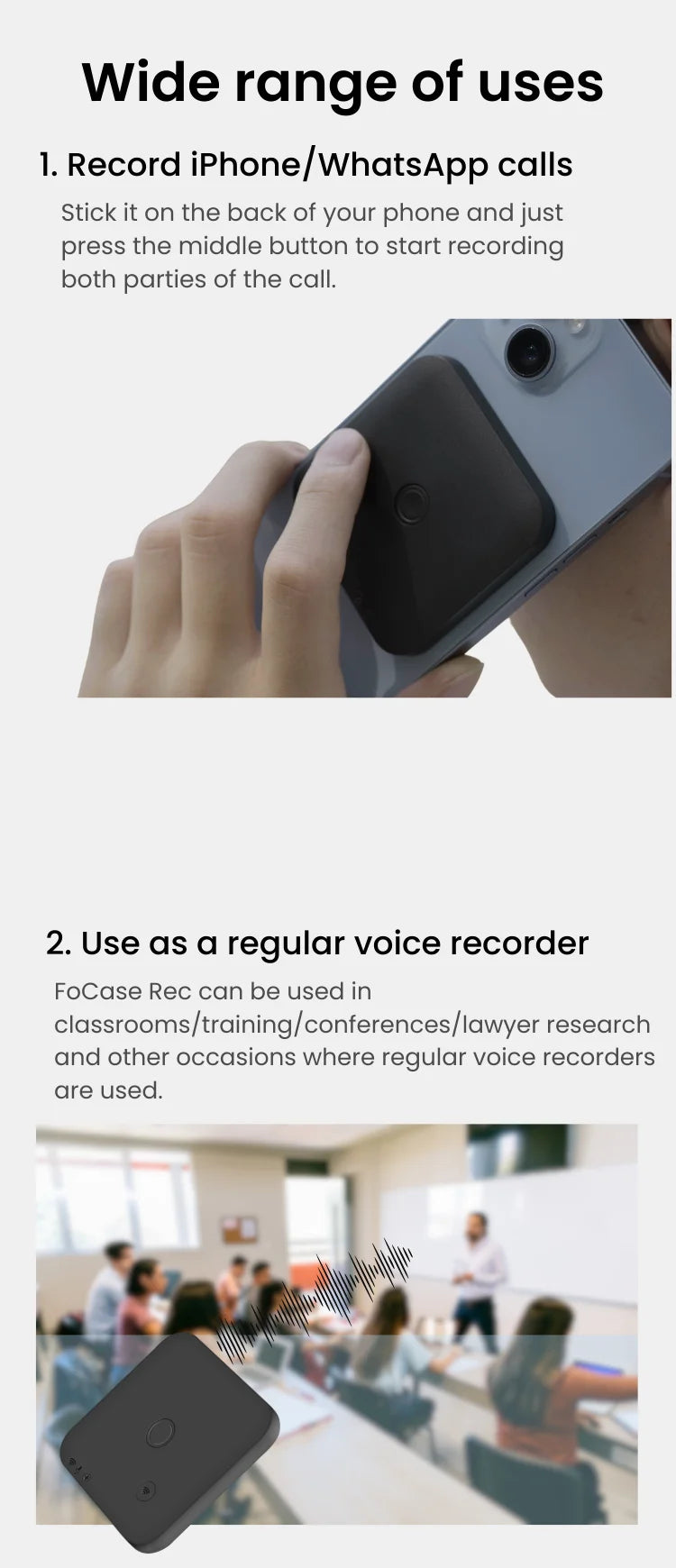 AI Powered Voice Recorder and Call Recorder with Speech-to-Text, Summarization, Translation, Supports 100 Languages, 64GB