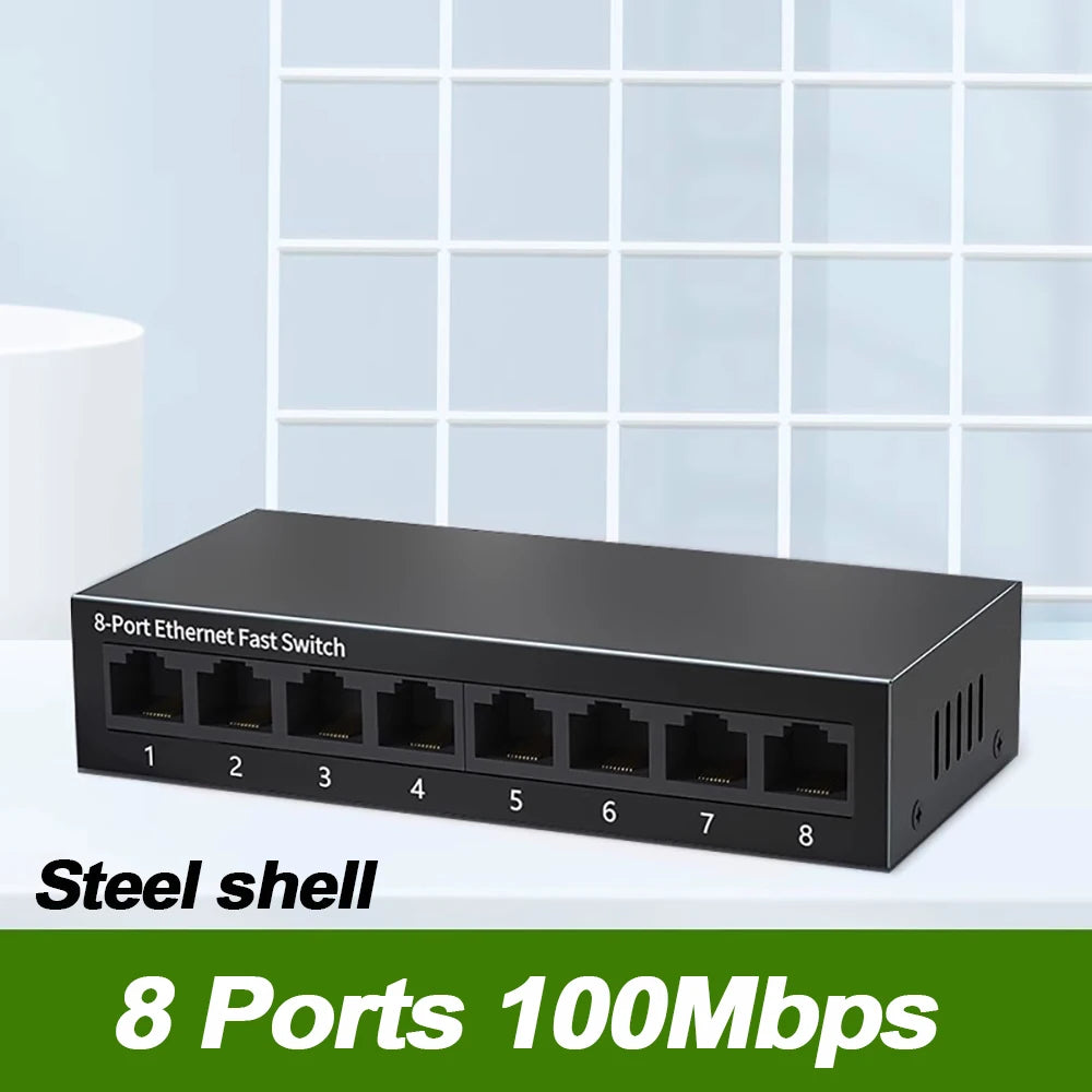 EU PLUG 5/8 Port 10/100Mbps Network Switches Mini Ethernet Fast Network Switch Splitter For Home Office