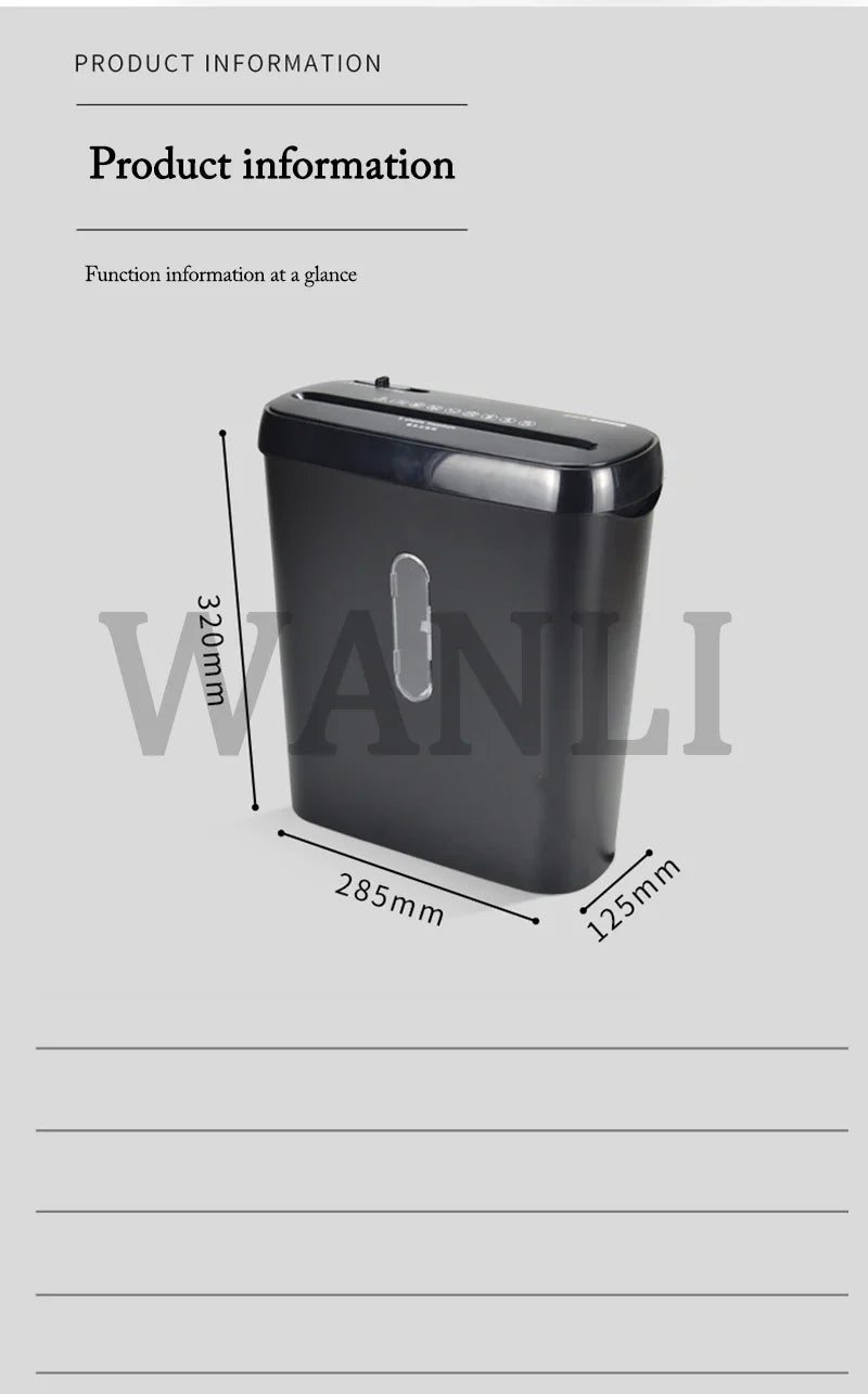 S616B/S610 Portable Silent Office Paper File Shredder Cut Tool; Strip Paper Cutting Office Home Use Electric Shred