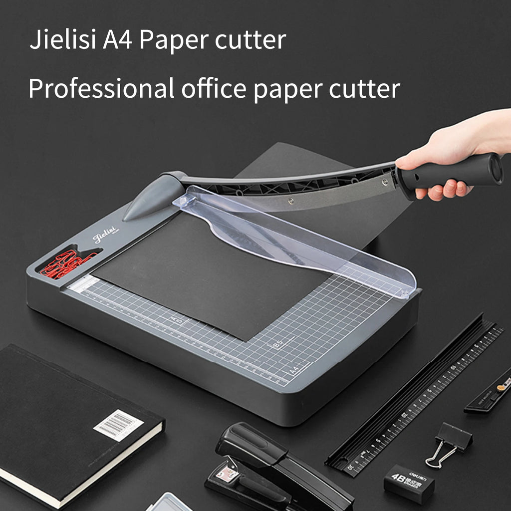 JIELISI Mini Paper Trimmer Guillotine Cutter A4 Cut Length Desktop Paper Cutting Machine with Security Cutter Head