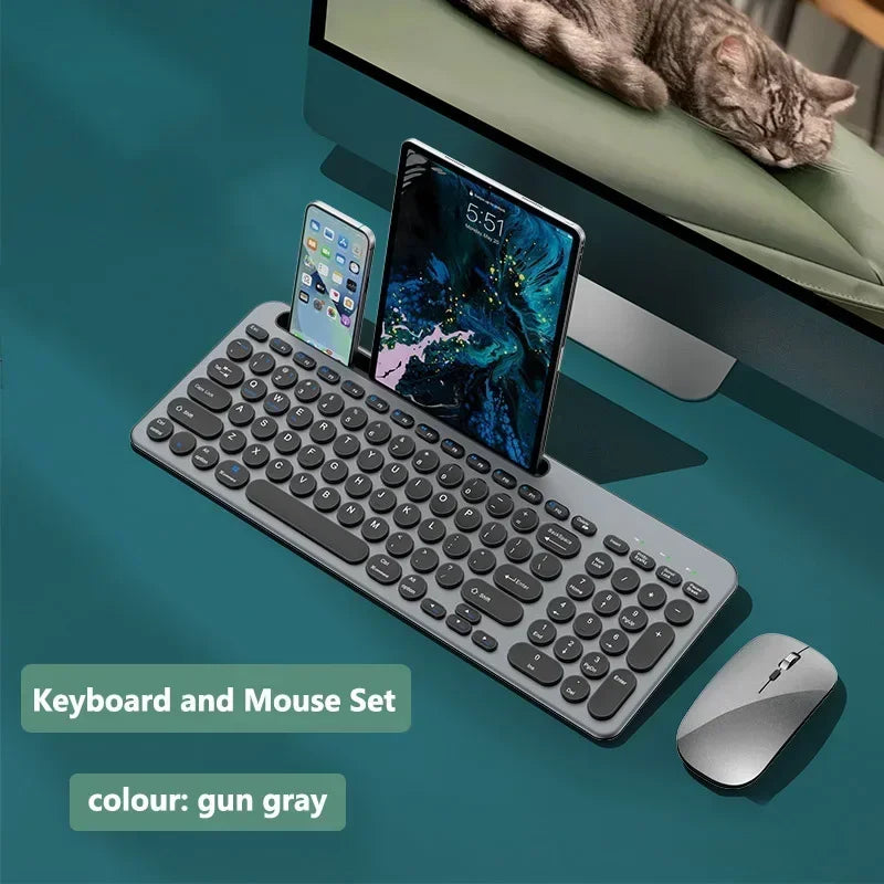 Bluetooth Keyboard 3 Mode Silent Mini Mute 2.4G Wireless BT Key Board and Mouse Combo Multi-Device Rechargeable Keyboards Set