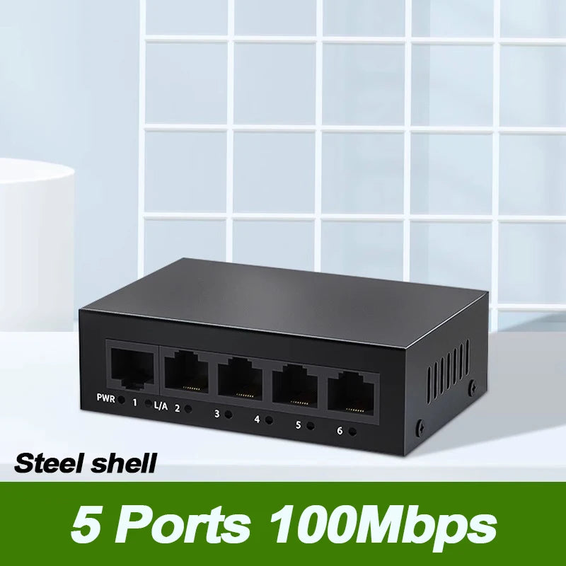 EU PLUG 5/8 Port 10/100Mbps Network Switches Mini Ethernet Fast Network Switch Splitter For Home Office