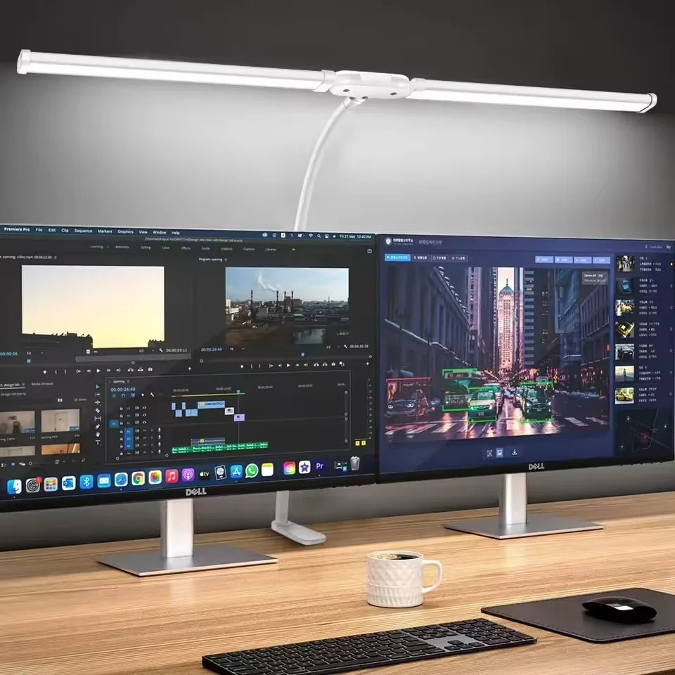 Eye-care LED Clip Metal Desk Lamp 3 Colors Adjustable 10 Brightness Levels Flexible Rotating Lamp Head for Home Reading PC Game