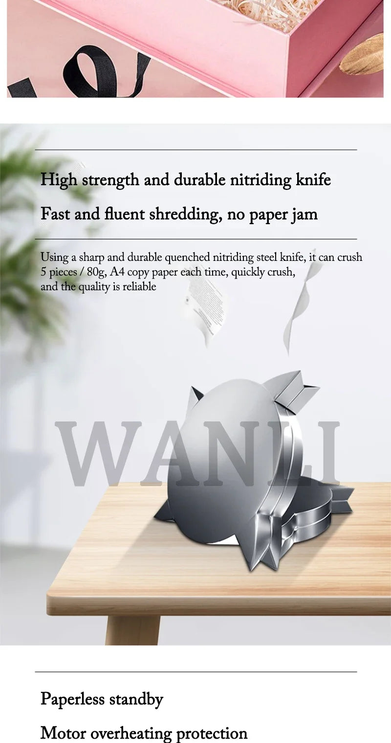 S616B/S610 Portable Silent Office Paper File Shredder Cut Tool; Strip Paper Cutting Office Home Use Electric Shred