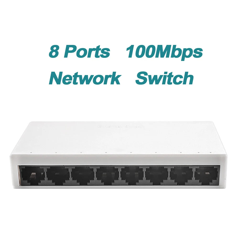 EU PLUG 5/8 Port 10/100Mbps Network Switches Mini Ethernet Fast Network Switch Splitter For Home Office