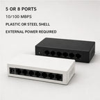 PAUD™ 5/8-Port Ethernet Switch — lifestyle and size