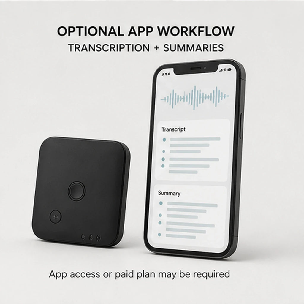 PAUD™ 64GB AI Voice Recorder — lifestyle and size