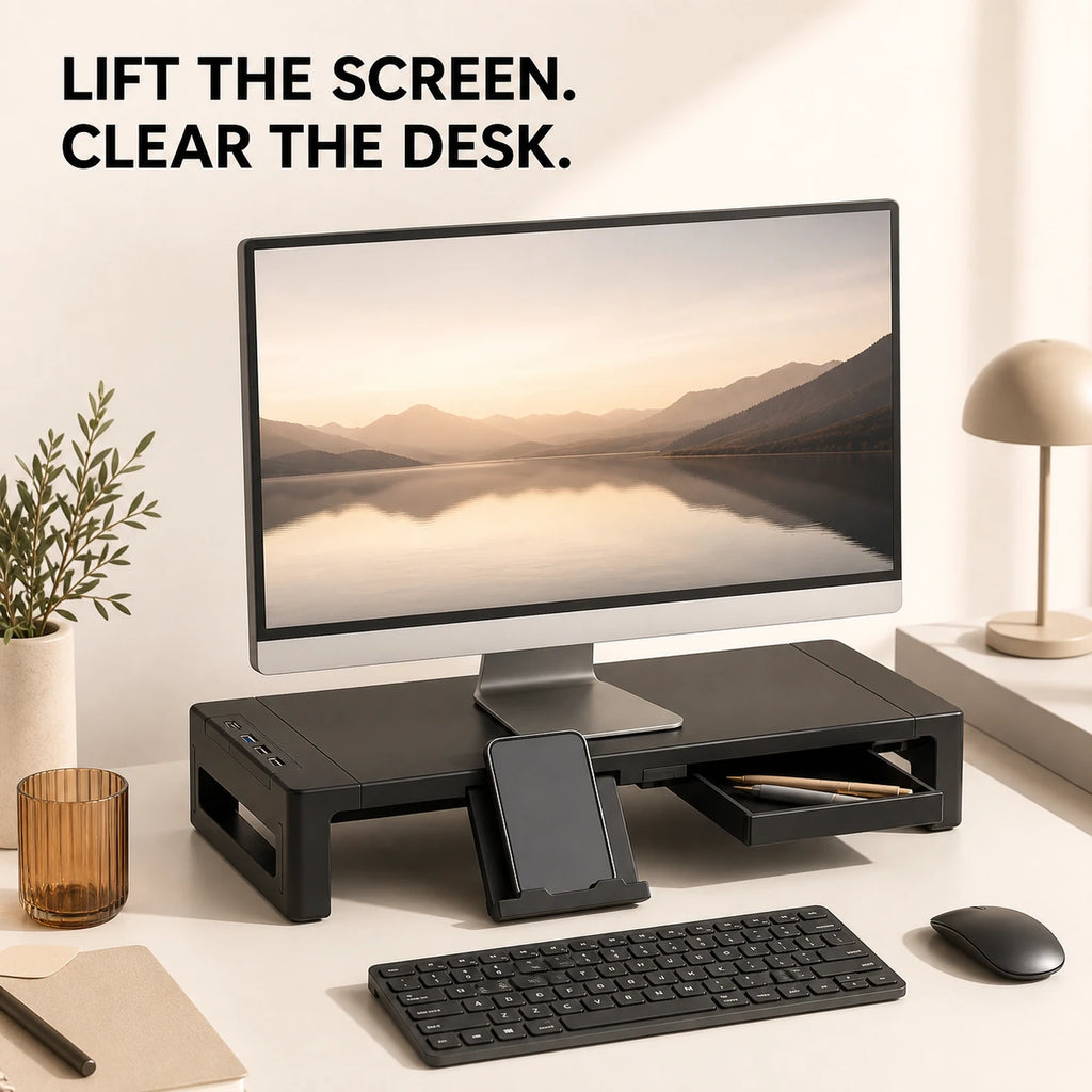 PAUD™ Adjustable Monitor Stand — feature and use case