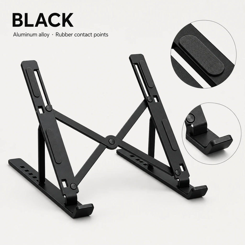 PAUD™ Adjustable Aluminum Laptop Stand — options and compatibility