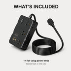 PAUD™ Flat Plug Power Strip — what's included