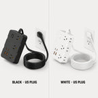 PAUD™ Flat Plug Power Strip — lifestyle and size