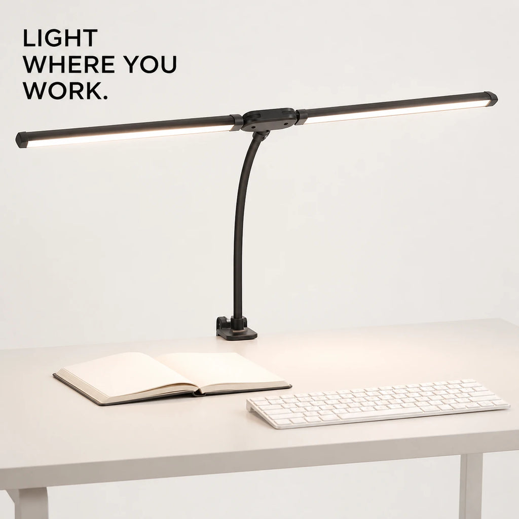 PAUD™ LED Clip Desk Lamp — feature and use case